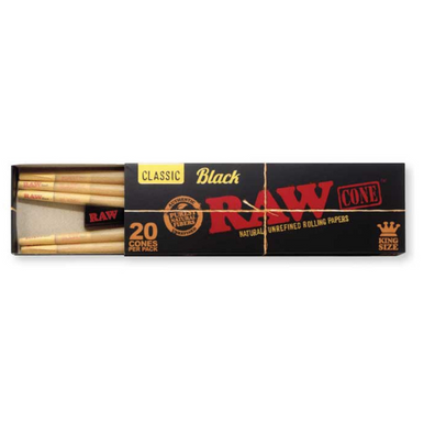 Raw Black King Size Pre Rolled Cone - 20 Pack