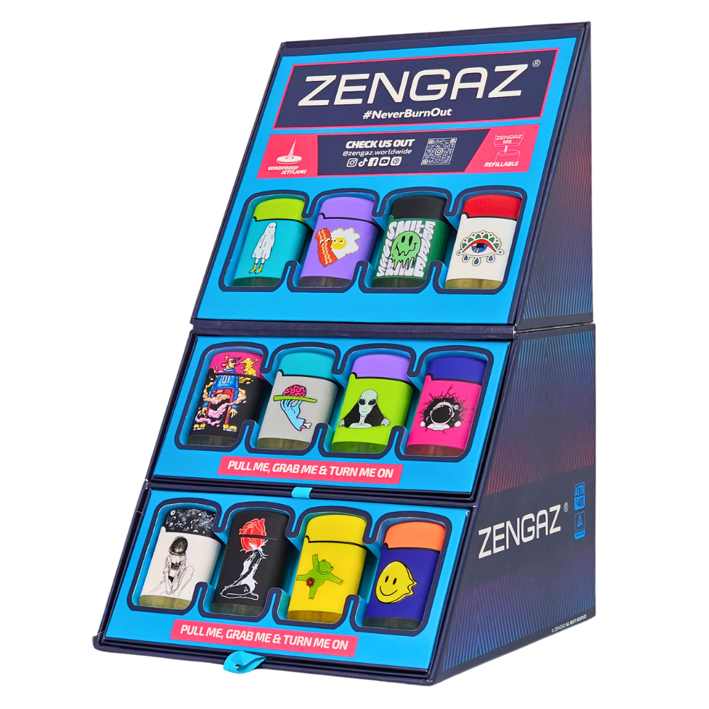 Zengaz Mega (ZL-3) Series 5 Jet Rubberized Cube Lighters - 48ct