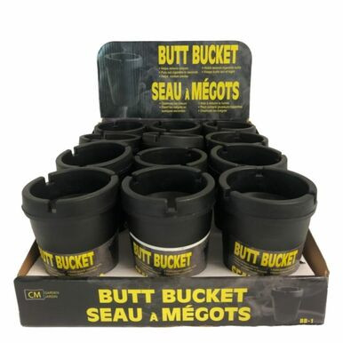 Butt Bucket Black Extinguishing Ashtray - 12ct