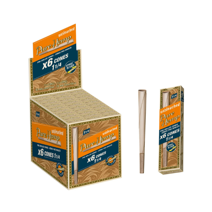 Pure Hemp 11/4 Unbleached Cones - 30ct