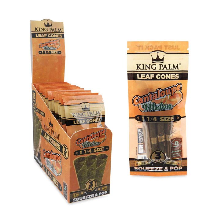 King Palm 3pk  11/4 Leaf Cones Cantaloupe Melon - 15ct