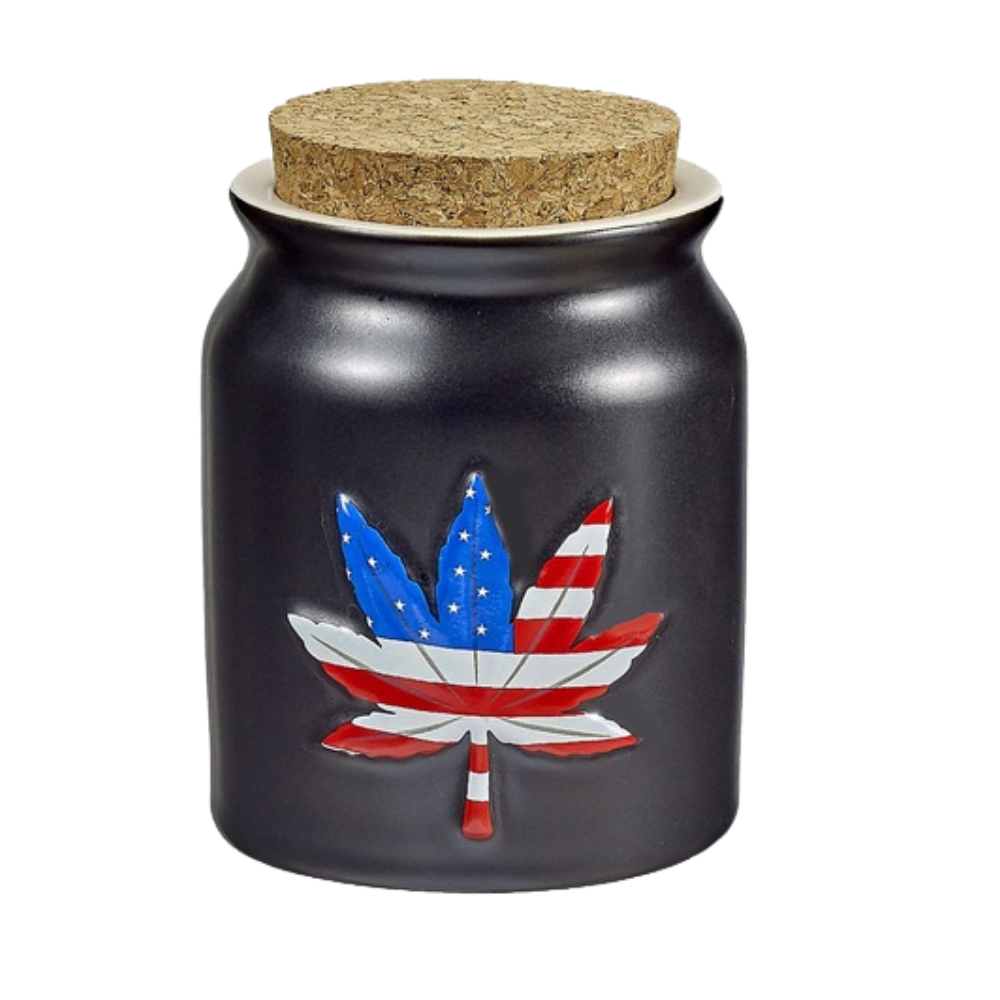 Patriotic Embossed Leaf Stash Jar