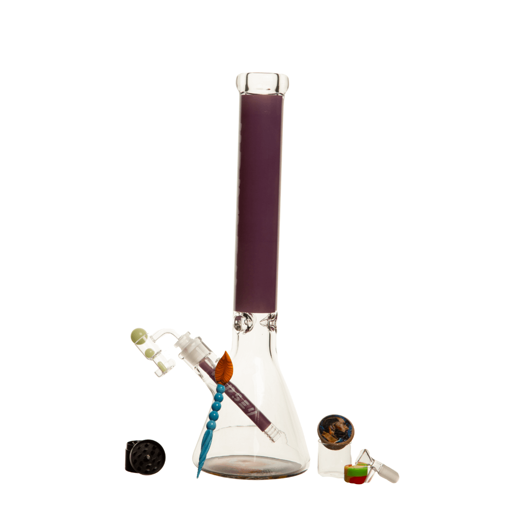 18" 9mm NH Font Beaker Bong w/ Base Art 2 - Light Purple