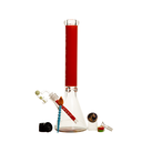 18" 9mm NH Font Beaker Bong w/ Base Art 4 - Red