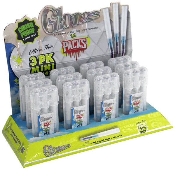 Glones 11/4 3pk Mini Ultra Thin Glass Pre Rolled Cones - 12ct