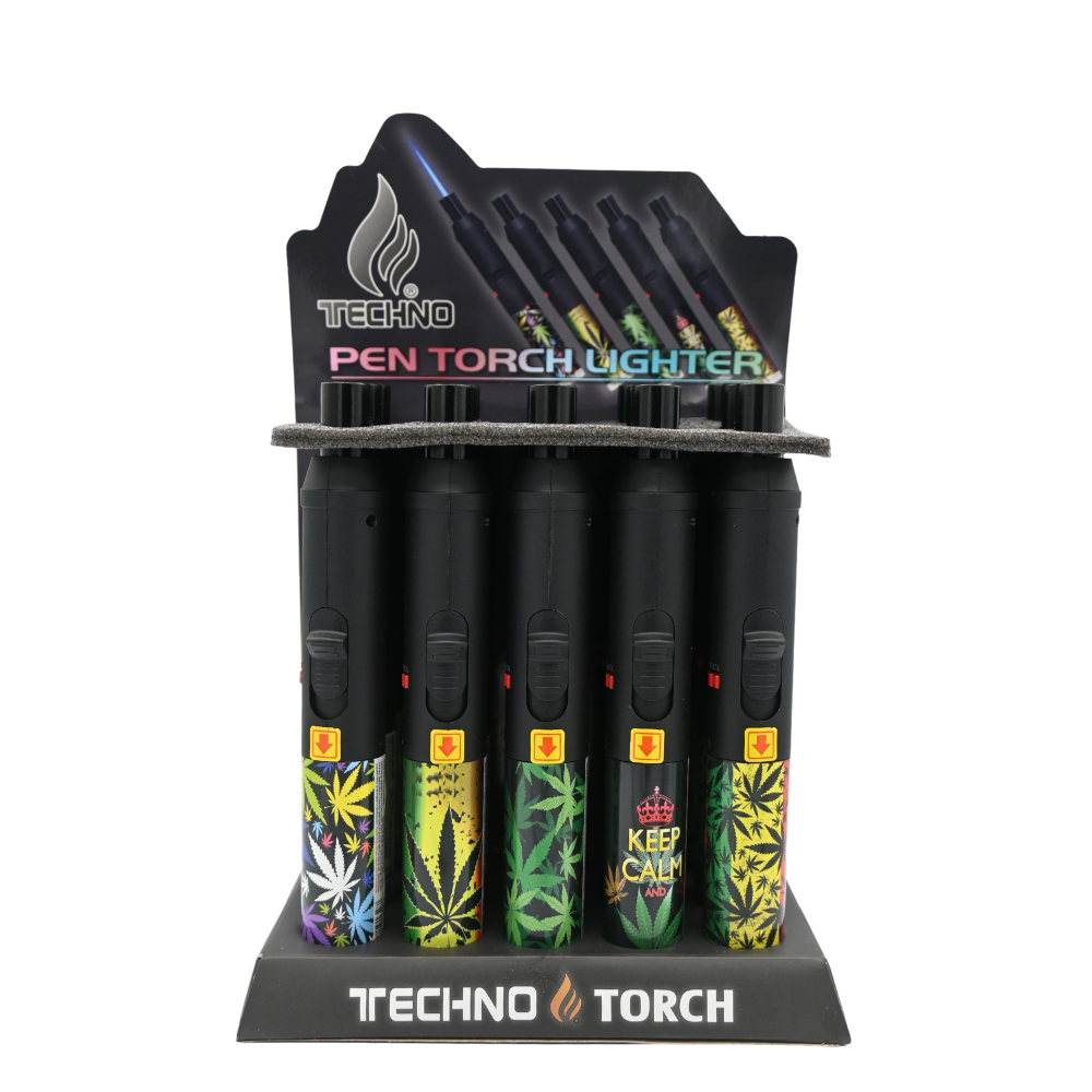 Techno Designer 7.25" Pen Torch Lighters - 15ct