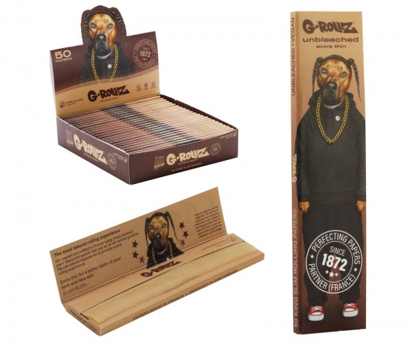 G-Rollz Pets Rock 'Rap' Unbleached KS Slim Papers - 25ct