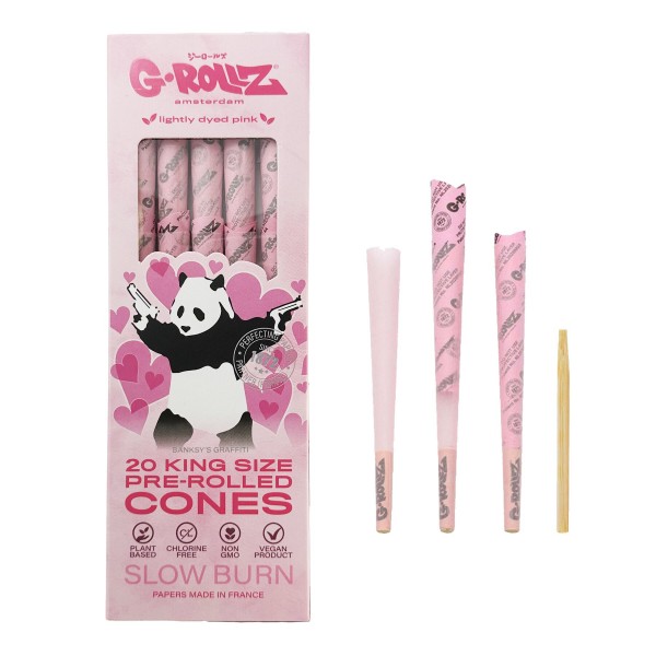 G-Rollz Banksy's Graffiti - Lightly Dyed Pink  King Size Cones - 20ct