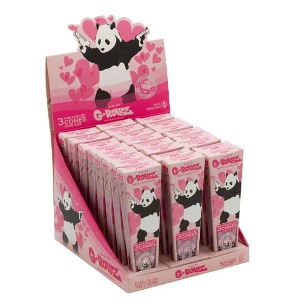 G-Rollz Banksy's Graffiti "Panda Gunnin'" Pink KS Pre Rolled Cones - 24ct