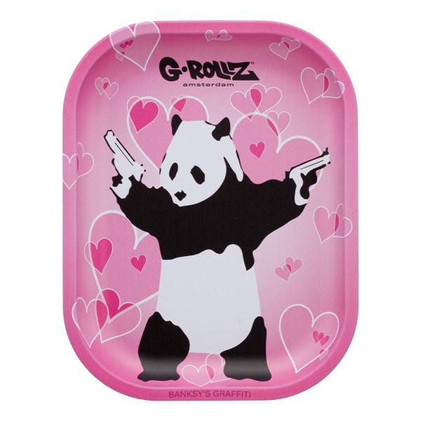 G-Rollz Bansky's Graffiti Panda Gunnin Metal Rolling Tray - Small