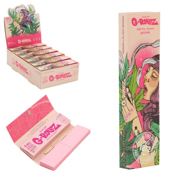 G-Rollz Collector 'Colossal Dream' Pink 11/4 Rolling Papers+Tips - 24ct