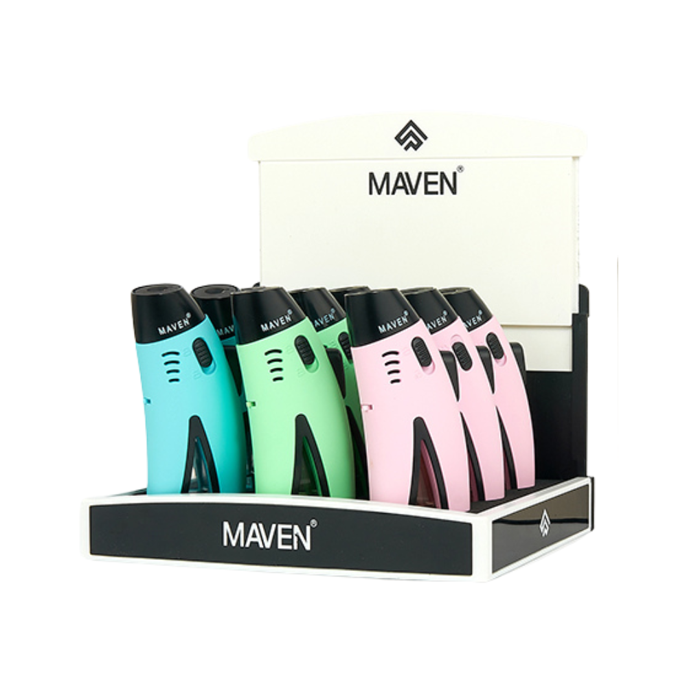 Maven Razor Pocket Torch Lighter - 9ct (Blue/Pink/Green)