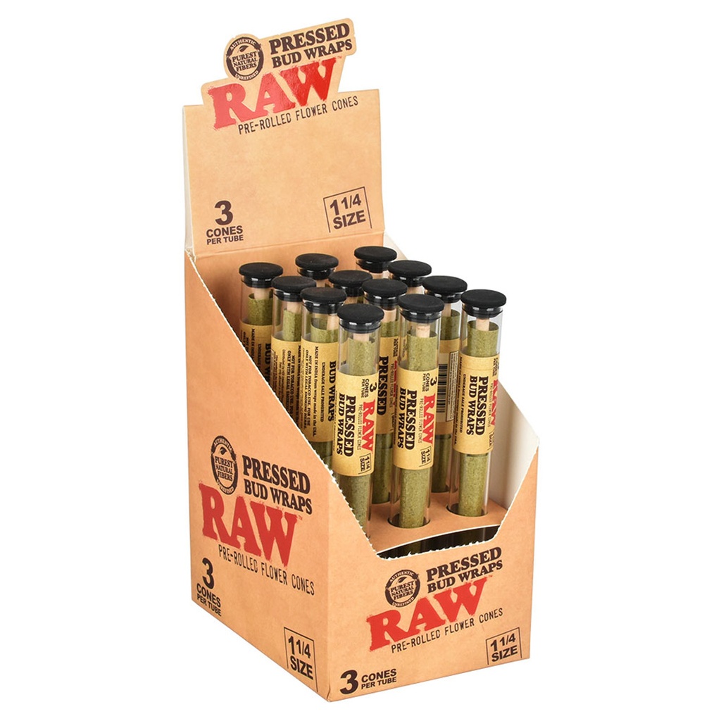 Raw Pre Rolled 11/4 Pressed Bud Wraps - 12ct