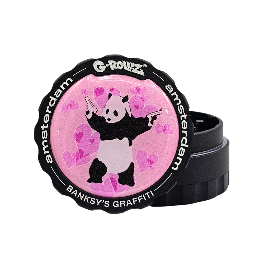 G-Rollz Banksy Graffiti 'Panda Gunnin' 53mm 3pc Metal Grinder - 6ct