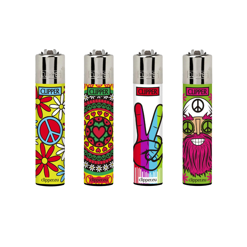 Clipper Hippie Design Lighters - 48ct