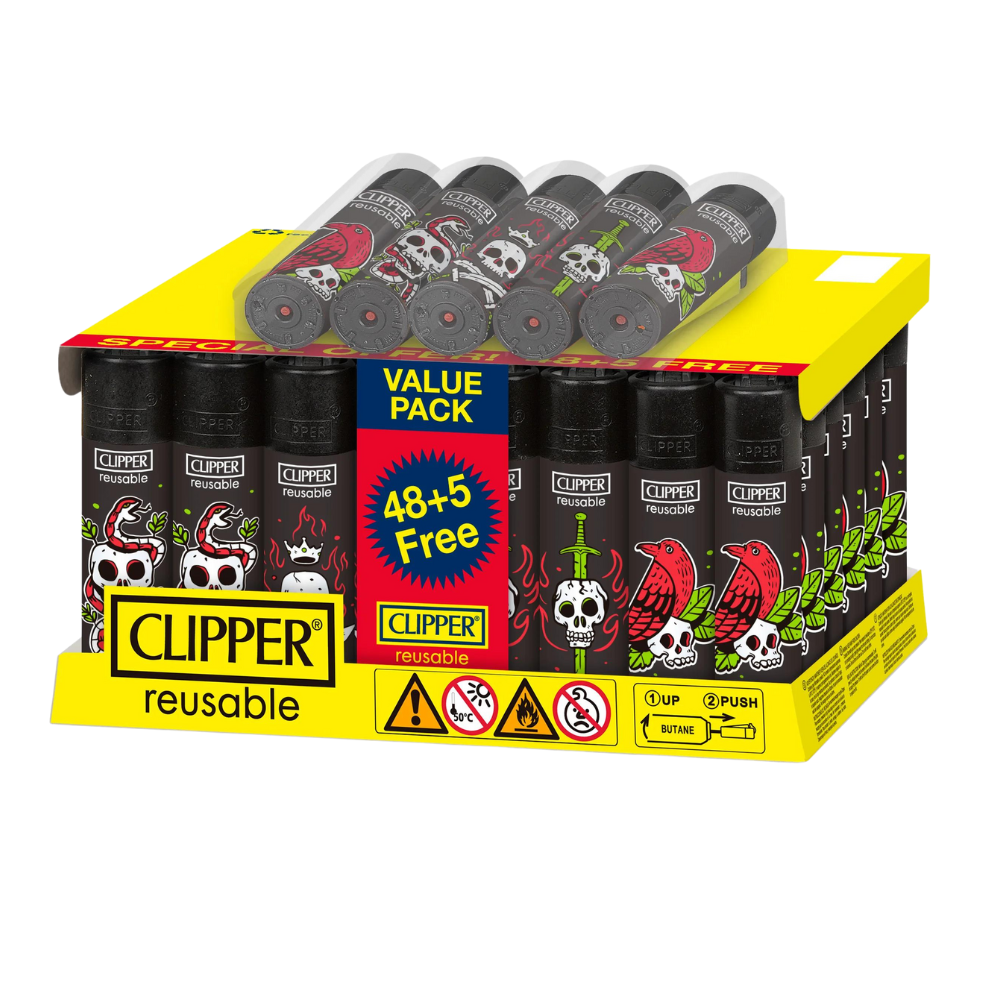 Clipper Tattoo Skulls Lighters - 48ct (+5 Free)