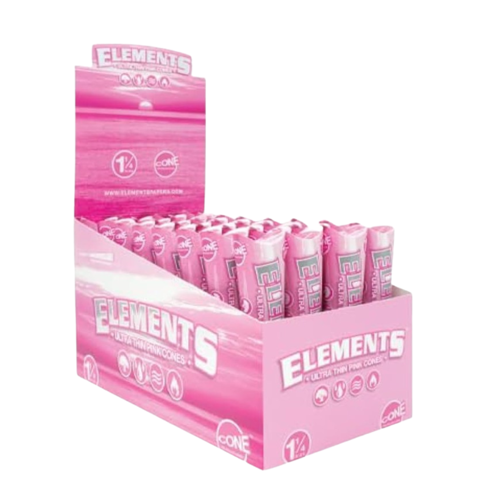 Elements Pink 1 1/4 Ultra Thin Pre Rolled Cones - 32ct