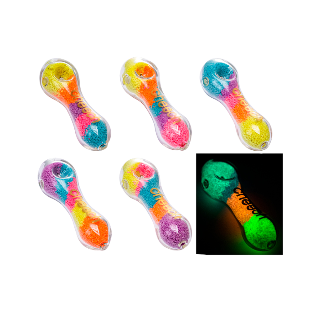 5" Cheech Glow In The Dark Hand Pipe - Assorted Colours