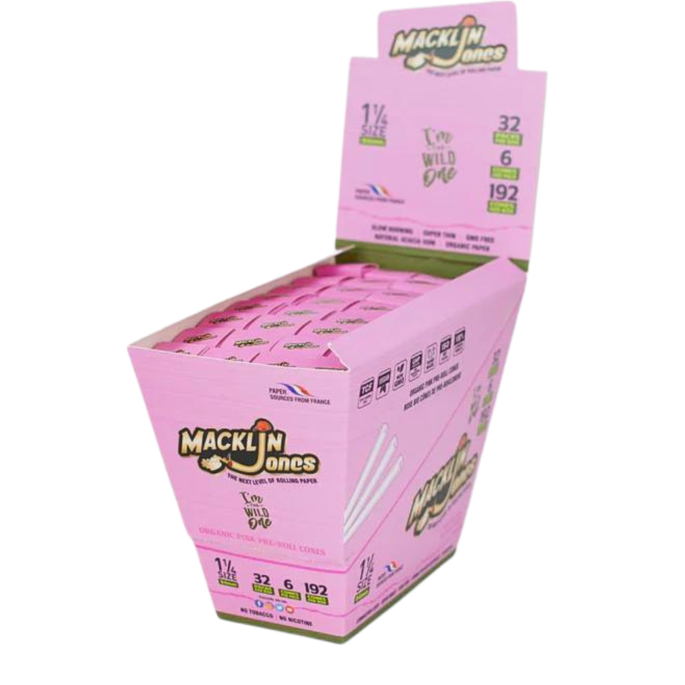 Macklin Jones Organic Pink 1 1/4 Cones 6pk- 32ct