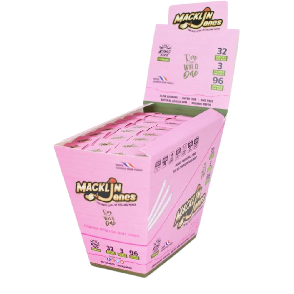 Macklin Jones Organic Pink King Size Cones 3pk- 32ct