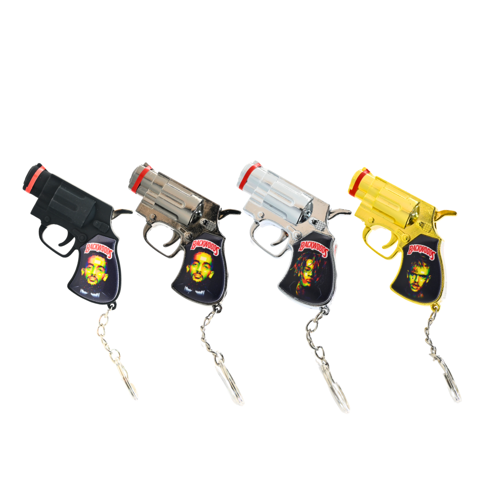 BKW Handgun Lighter w/ Key Ring - 12ct