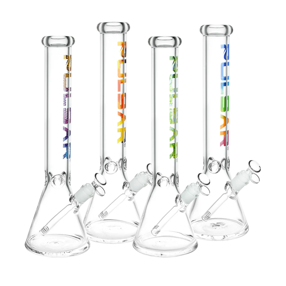 16.25" Pulsar Illustrated Logo Beaker Bong - Assorted Colours