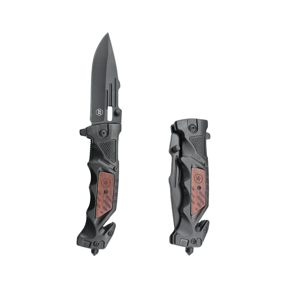 Ozzuni Stainless Steel All Black Foldable Pocket Knife