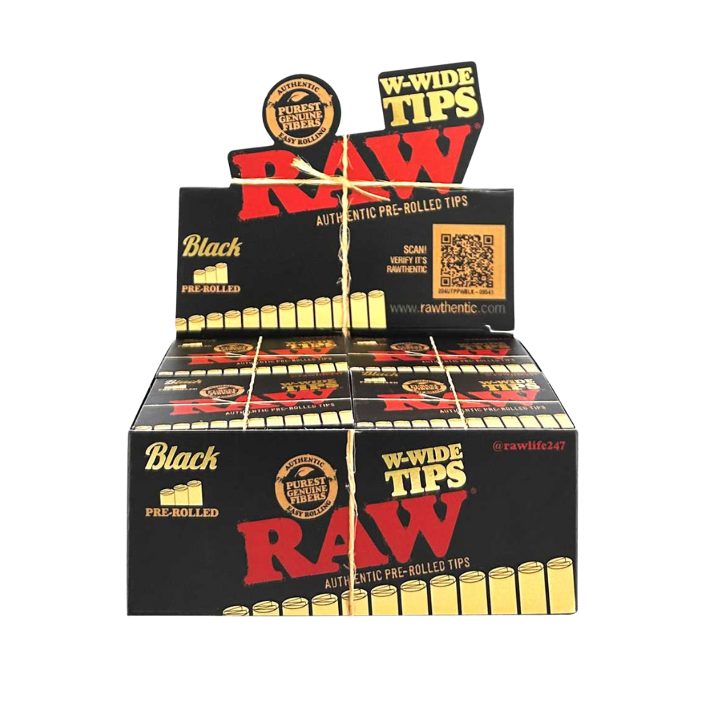 RAW Black W-Wide Pre-Rolled Tips - 20ct