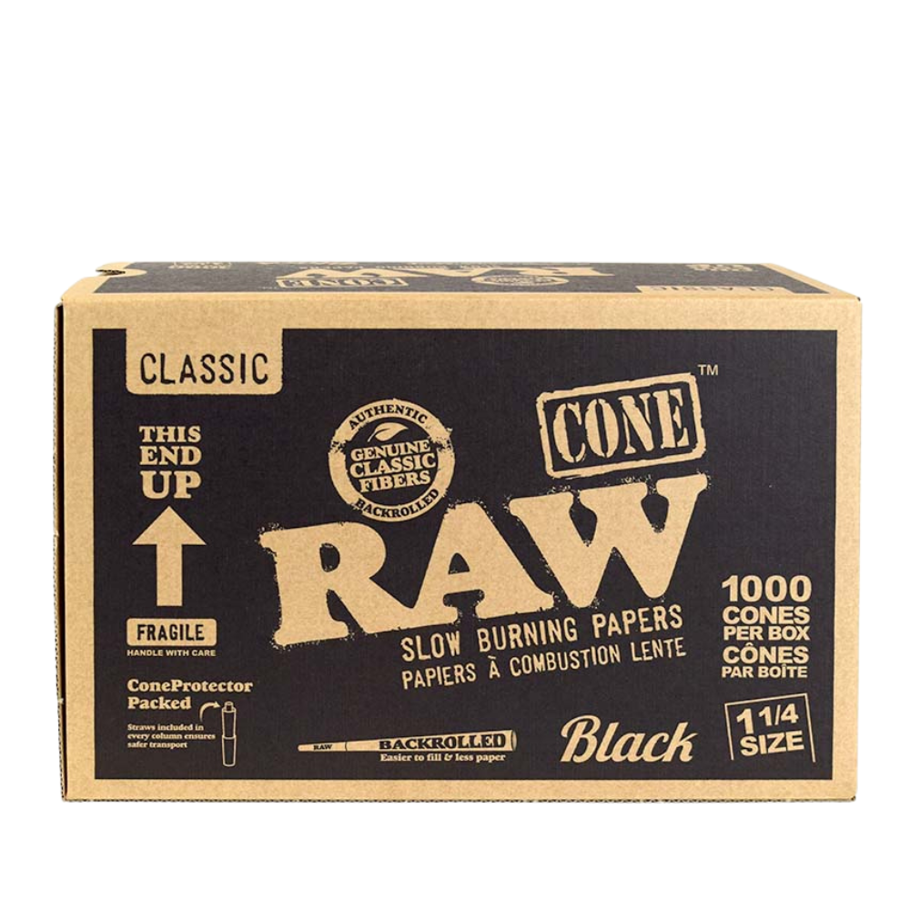 RAW Black Natural Artisan 1 1/4 Pre-Rolled Cones - 1000ct