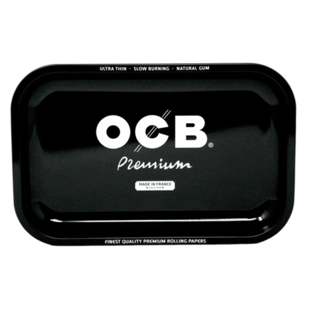 OCB Black Premium Metal Rolling Tray - Medium