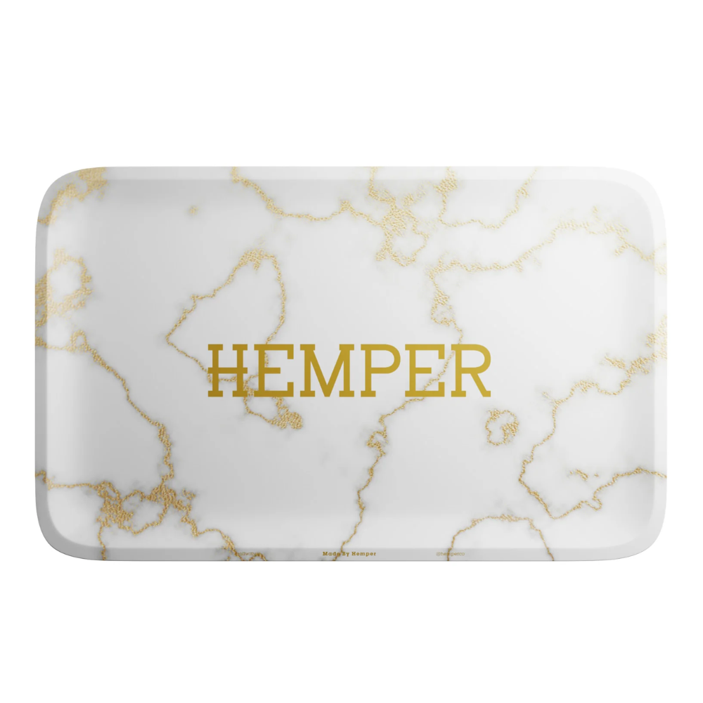 Hemper Luxe Marble White/Gold Rolling Tray