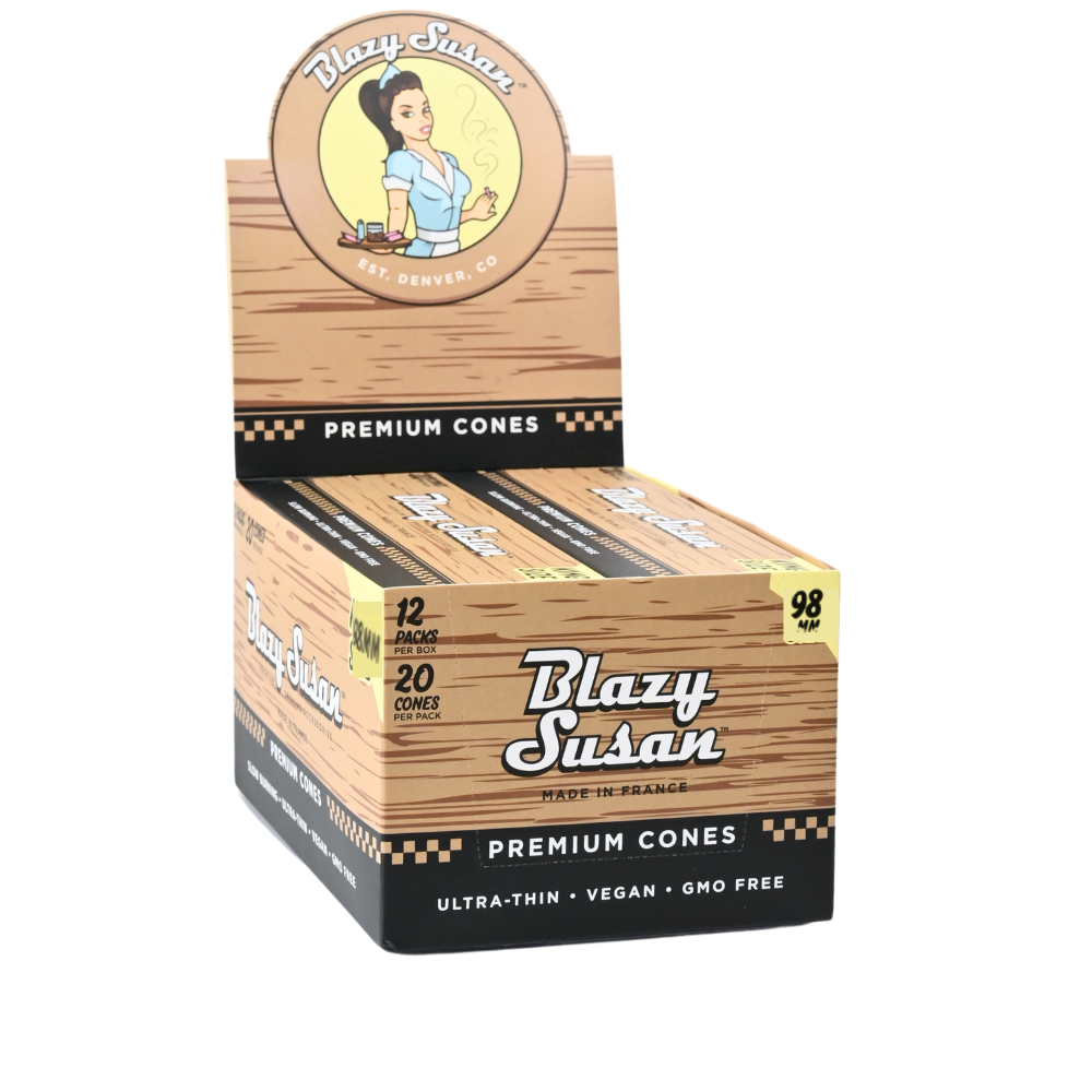 Blazy Susan Unbleached 98mm Pre-Rolled Cones - 12ct