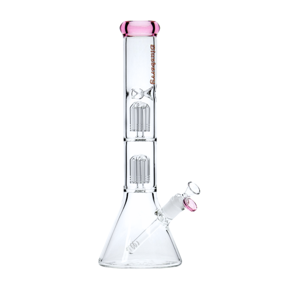 15" Blueberry Double Tree Perc Beaker - Assorted Colours