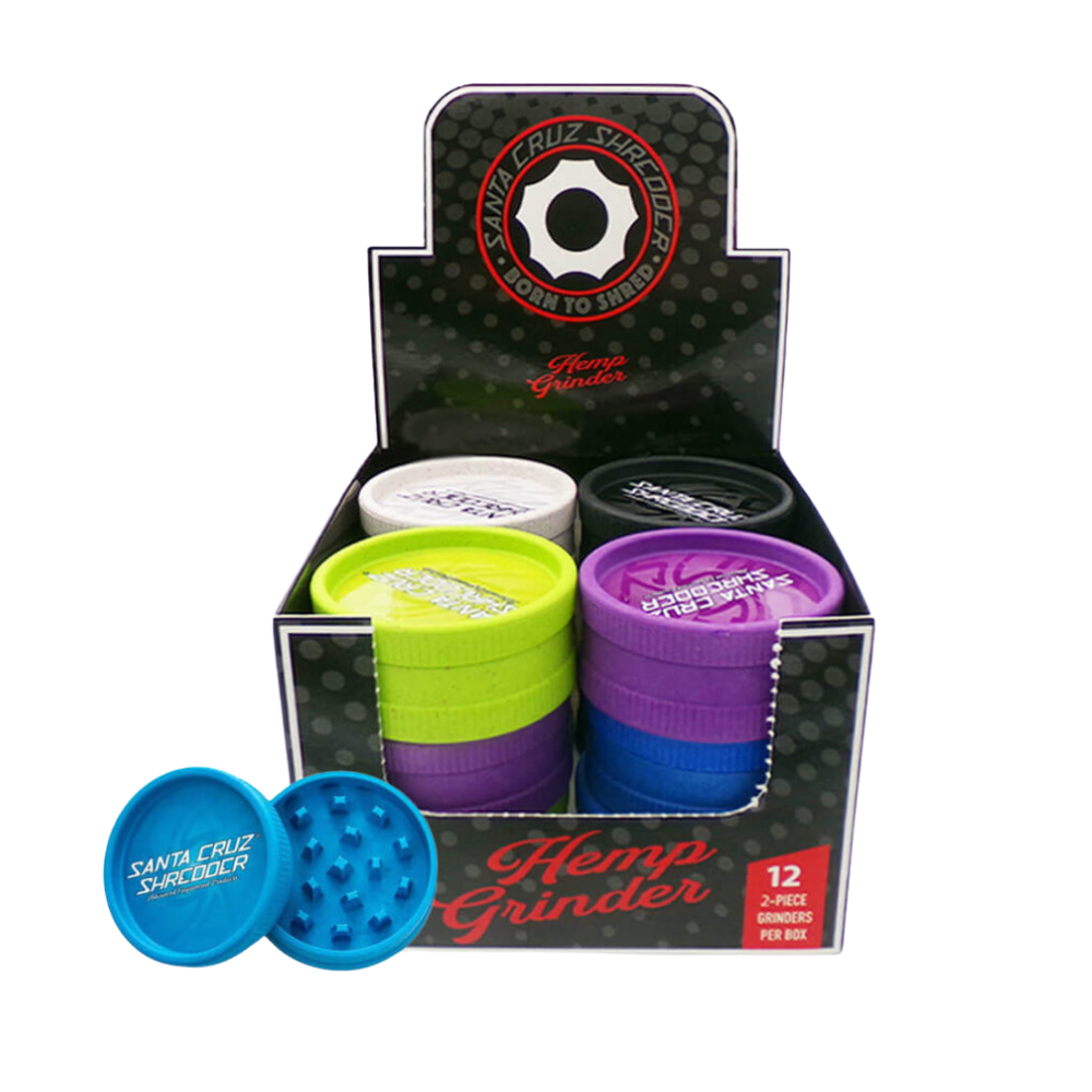 Santa Cruz Shredder 2pc Medium Hemp Grinders Assorted Dispaly - 12ct