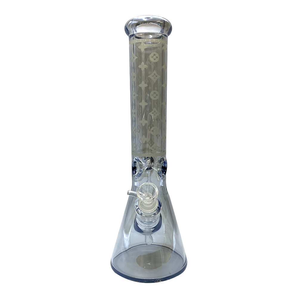 Glass Beaker Bong -14" Lv Pattern (7mm) - Asst Colours (v17)