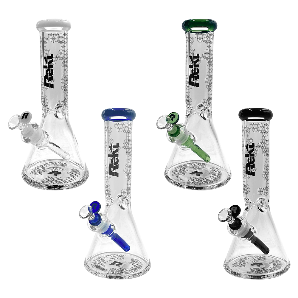 Rekt Bong 12" Beaker Ice Pinch Honeycomb Pattern