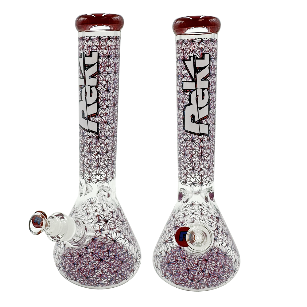 Rekt Bong - 14" 7mm - Retro 3d Floral Patern