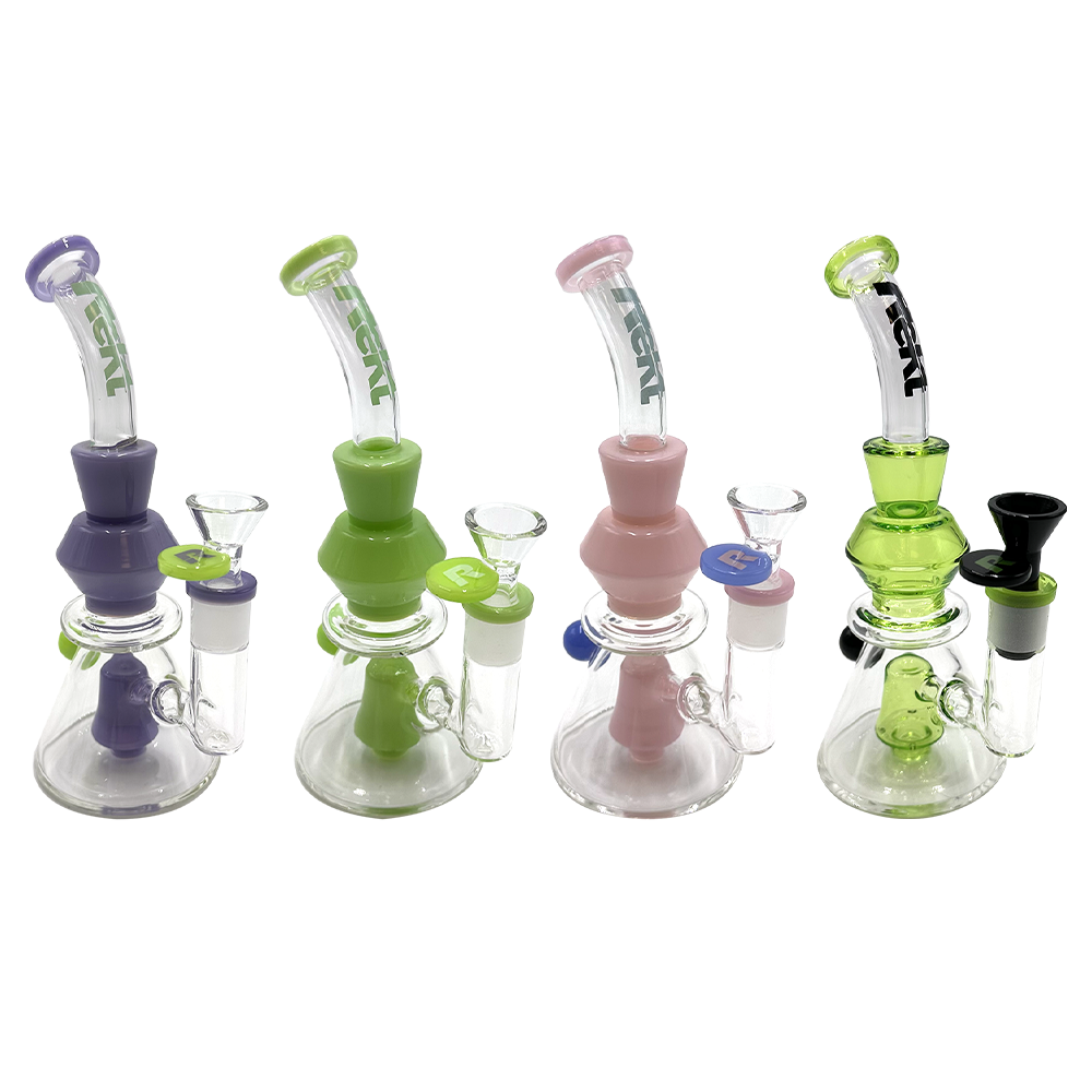 Rekt Bong - 8" 14mm Clear Glass Hour Glass With Glass Dot