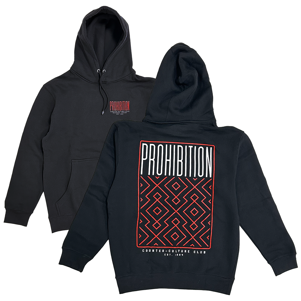 Prohibition - Pattern Hoodie - Black & Red