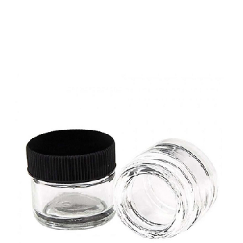 [10ML JARS 416CT] 10ml Wide Mouth w/ Black Plastic Screw-Top Lid Glass Jar - 416ct