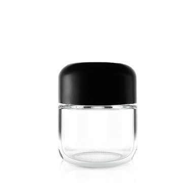 [1OZ-ARCHEDBCAP-GJAR] 1oz Arched Glass Jar w/ Clear Black Cap - 160ct