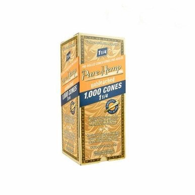 [PURE HEMP UNB 114 C 1000] Pure Hemp Unbleached  11/4 Cones -1000ct