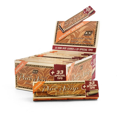 [PURE HEMP UNB KS P&T 24] Pure Hemp Unbleached King Size Rolling Paper & Tips - 24ct