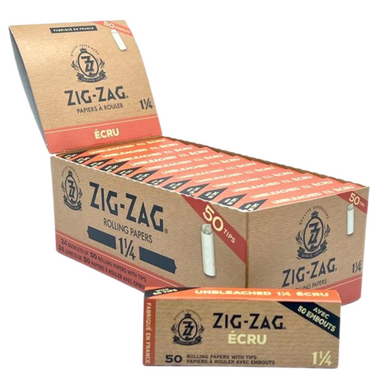 [ZIG ZAG UNB 114 P T 24] Zig Zag Unbleached 1 1/4 Rolling Papers & Tips - 24ct