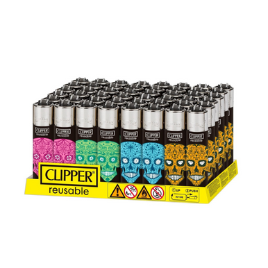 [CLIPPER MEXICAN SKULL LIGHTERS 48] Clipper Mexican Skull Lighters- 48ct