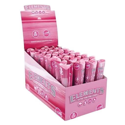 [ELEMENTS PINK KSS 32] Elements Pink King Size Ultra Thin Pre Rolled Cones - 32ct