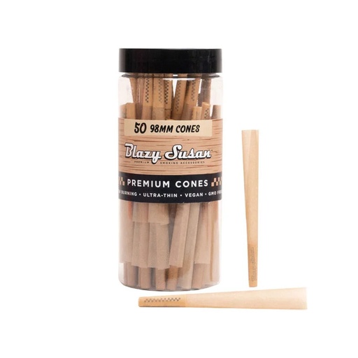 [BS 98MM CONES 50] Blazy Susan Unbleached 98mm Pre Rolled Cones - 50ct