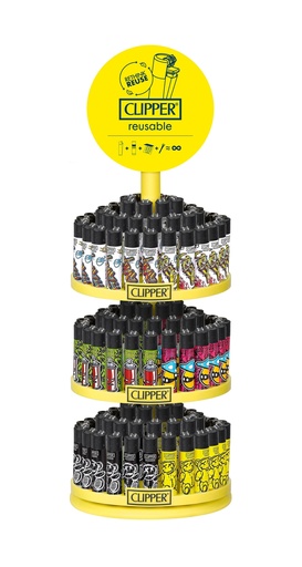 [CLIPPER TRL STREET LIFE] Clipper Carousel Display Street Life Lighters - 144ct + 12ct