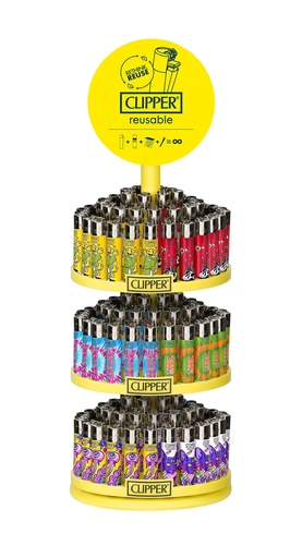[CLIPPER TRL PSYCHO] Clipper Carousel Pyscho Lighters - 144ct + 12ct