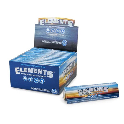 [ELEMENTS CONN KSS P&T 24] Elements Connoisseur King Slim Rolling Paper + Tips - 24ct